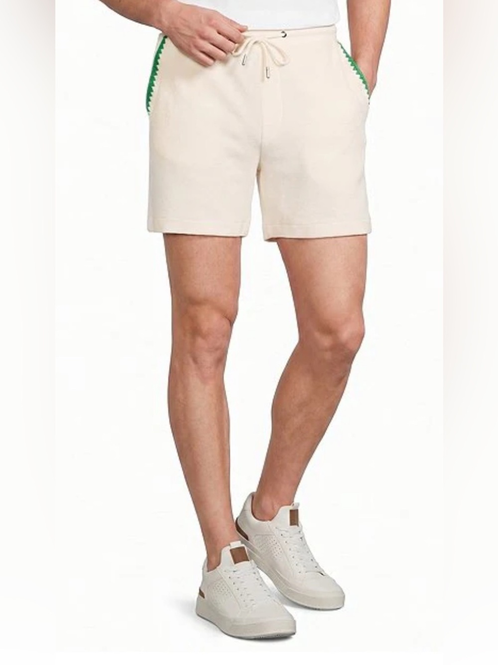 NWT Murano Oaxaca Collection Terry Cloth Eggshell Shorts with Green Trim Size XL